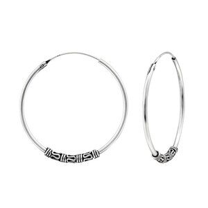 Sterling Silver Bali Large Hoop Earrings 30mm